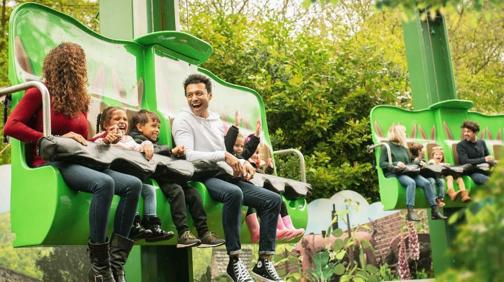 Family on fairground ride